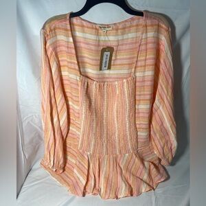 NWT Romantic Gypsy pleated smocked square neck beach women’s blouse size 4X